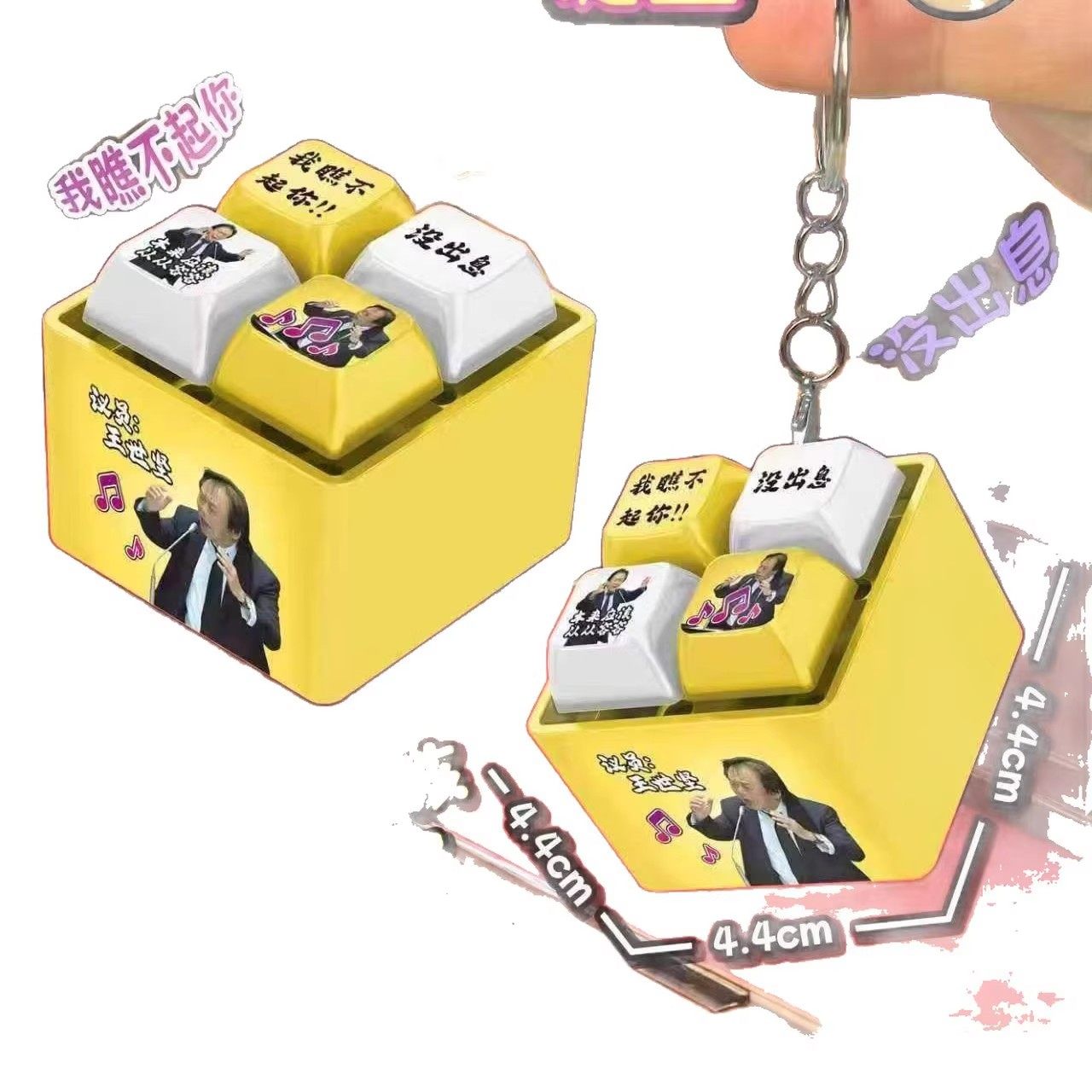 Wang Shijian Is a Useless Person Who Speaks Calmly and Emits Light, Voice Button Keychain, Keyboard Pendant, Stress Relief Toy