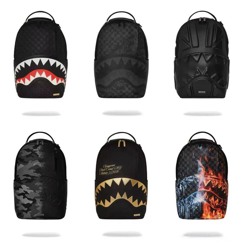 Sprayground Shark Mouth Authentic Checkerboard Backpack Unisex School Bag Laptop Bag