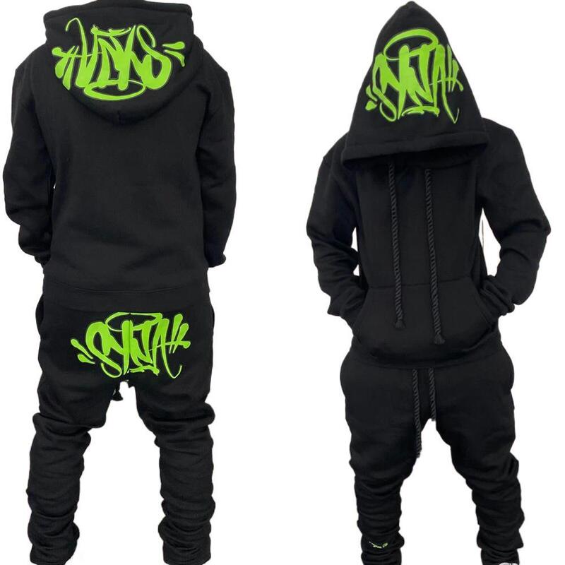 American Retro Lettering Dark Full-Face Zipper Sweatshirt for Men Syna World Trendy Brand Hoodie with Print