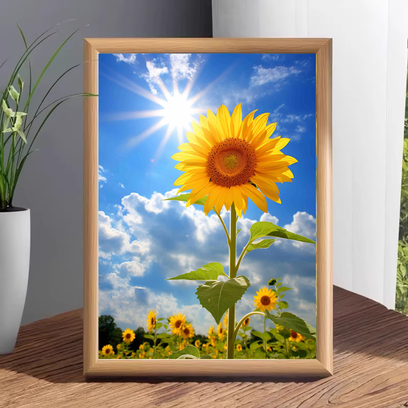 Sunflower-Themed Picture Frame for Living Room Decoration, Bedroom Bedside Hanging Painting, New Chinese-Style Calligraphy and Painting Ornament