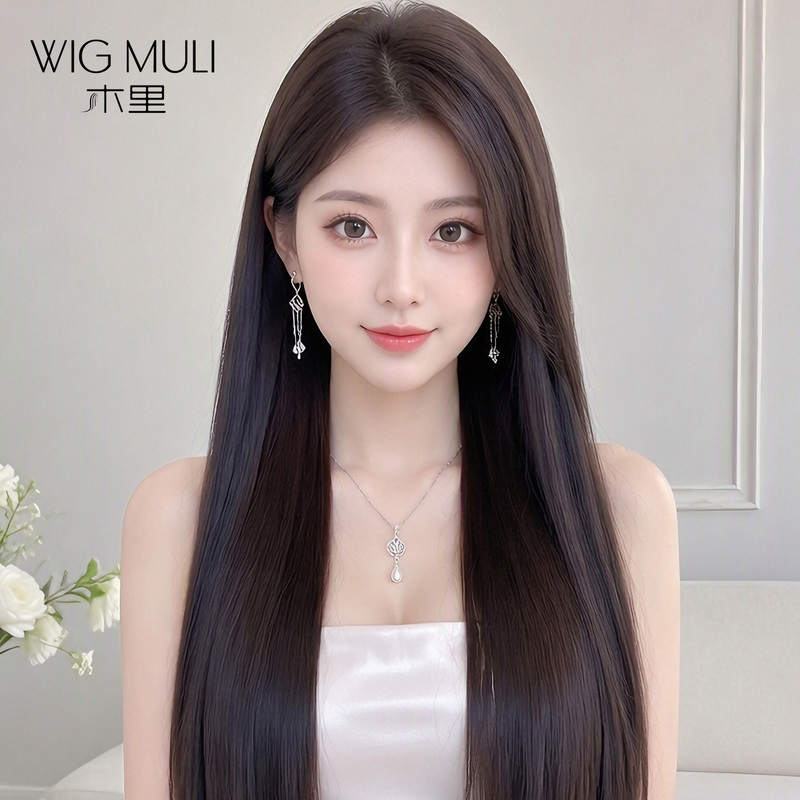 Muli 3Rd Generation Micro-Needle Molecular Wig for Women, Full Headpiece, Real Human Hair, Black, Long, Straight, Natural, Seamless, No Hair Net Needed