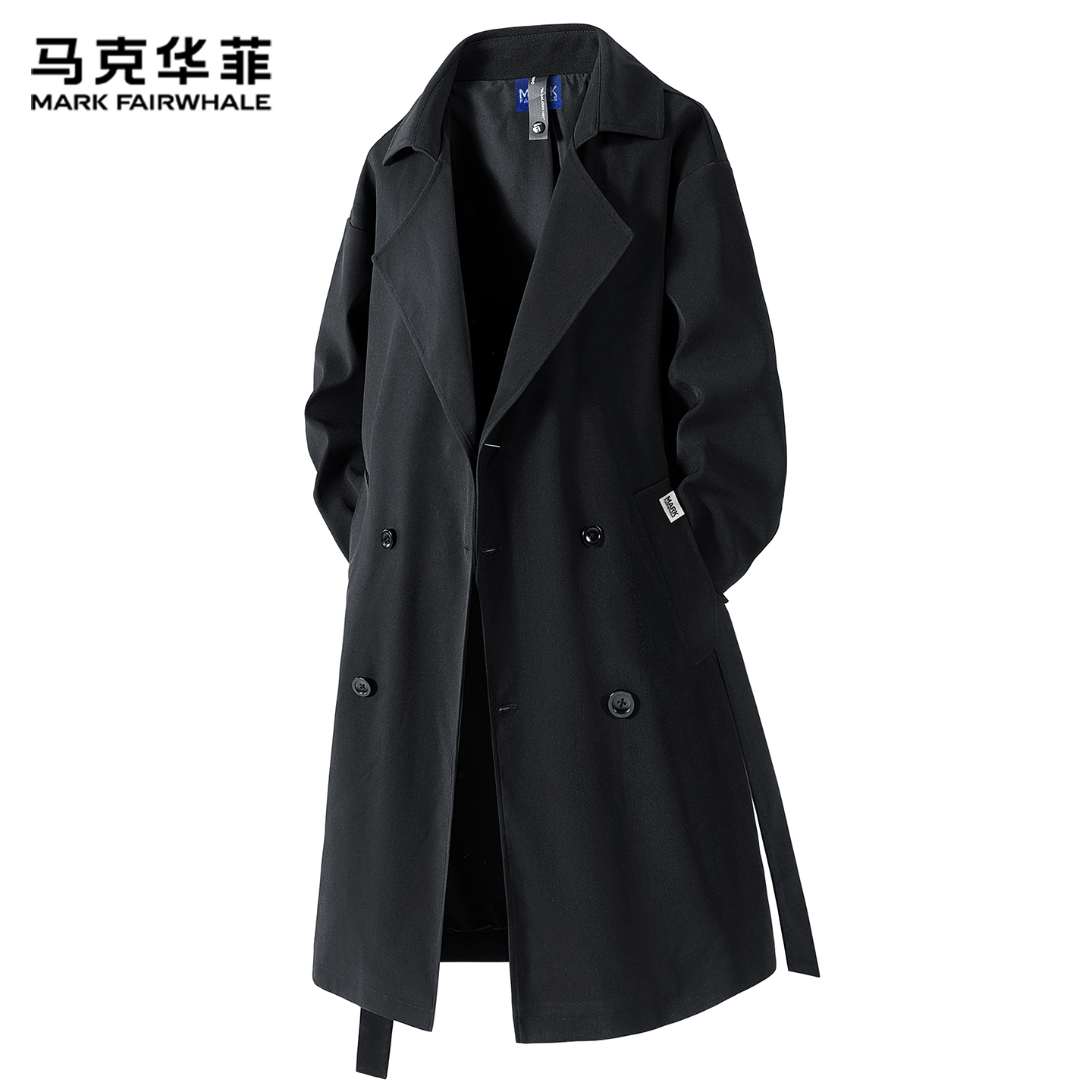 Мужская ветровка Mark Huafei, новинка зимы 2025 года, куртка средней длины в стиле ретро, высококачественное повседневное пальто выше колена