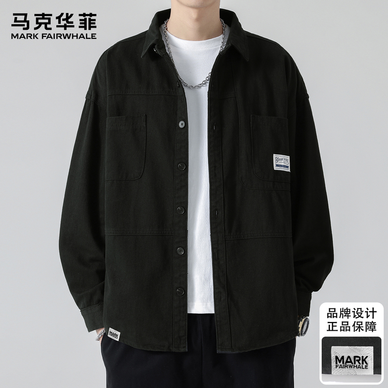 Mark Fairwhale 2026 Autumn Loose Casual Workwear Jacket Long Sleeve Shirt Men's American High-End Trendy Brand Shirt