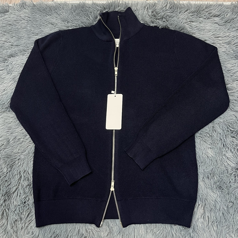 Majia Four-Corner Cardigan with Zipper, Half-High Collar Sweater, Unisex, Thin, Loose, Casual, Versatile Knit Jacket, Trendy