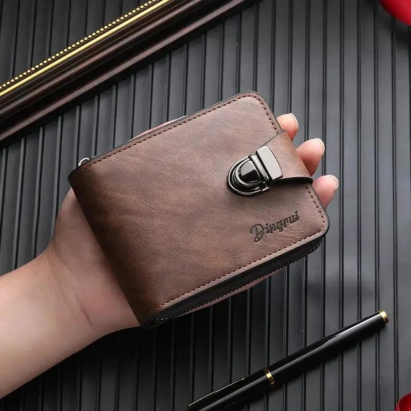 【Men's Counter】Men's Wallet Short Zipper Bag Large Capacity Small Clutch Business Retro Coin Purse Z