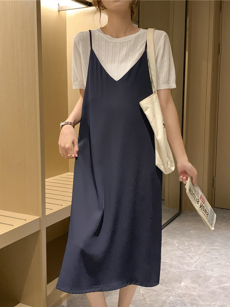 Pregnant woman's summer dress suit thin T-shirt blouses two sets of damp moms not to be conspicued with fashion harness foreign dress