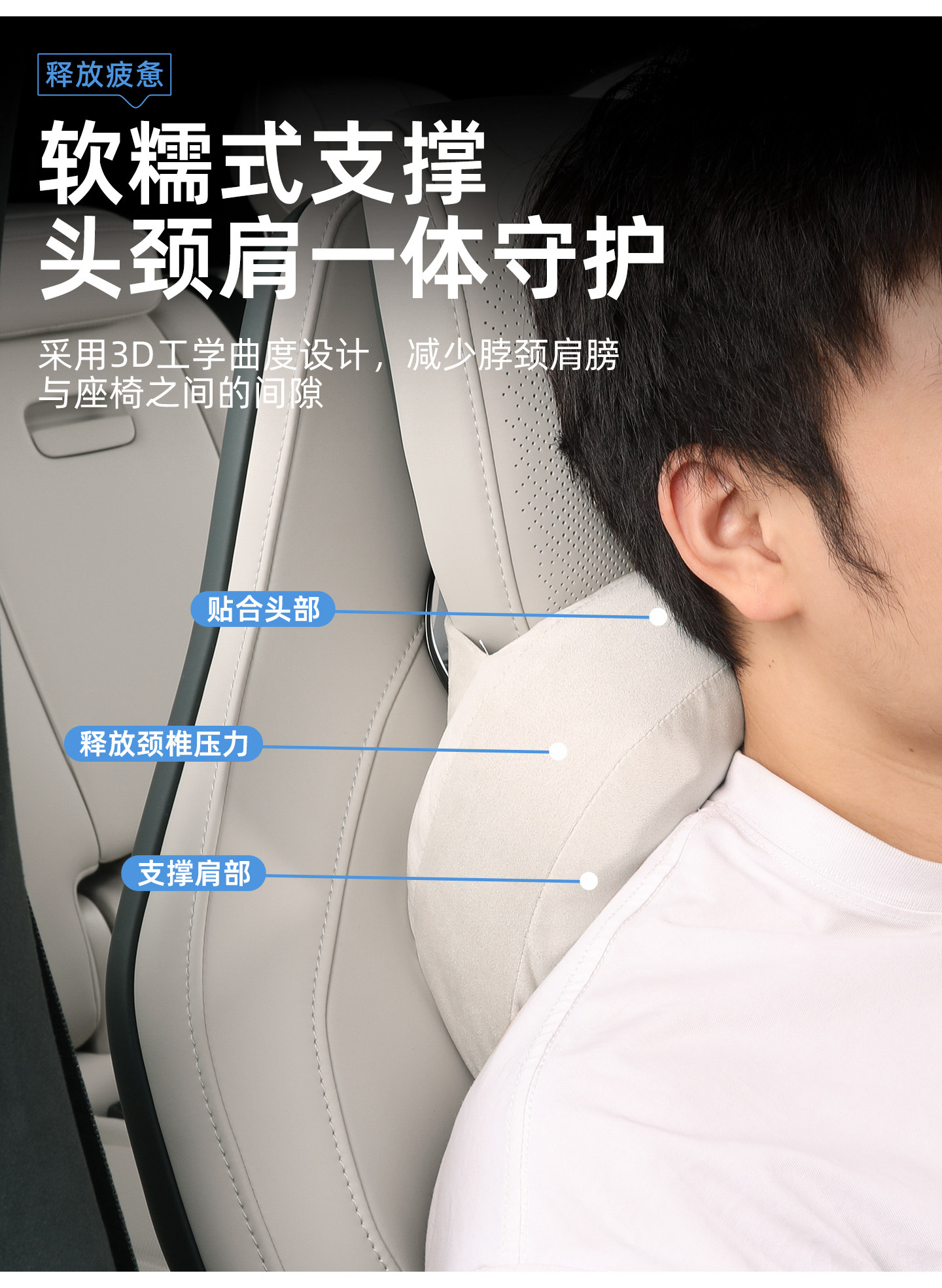 Suitable for Xiaomi Su7Yu7 Magnetic Headrest Suede Lumbar Support Hidden Super Strong Magnetic Attraction Mall Same Model Car Headrest