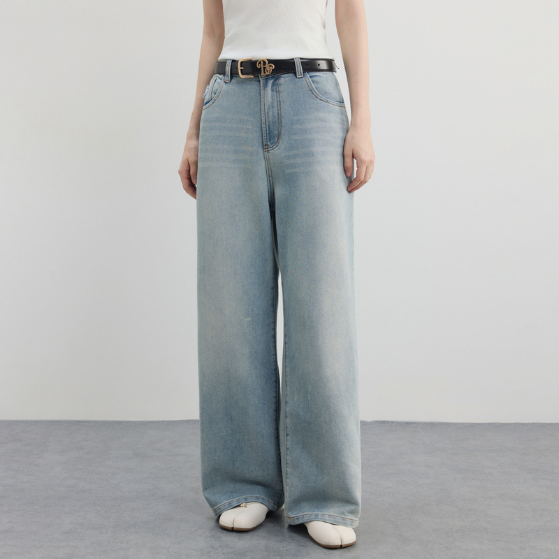 Bzxo High-End Washed Vintage Wide-Leg Jeans for Women, New Spring and Autumn High-Waisted Slimming Straight-Leg Floor-Length Pants Bzxo High-End Washed Vintage Wide-Leg Jeans for Women, New Spring and Autumn High-Waisted Slimming Straight-Leg Floor-Length Pants