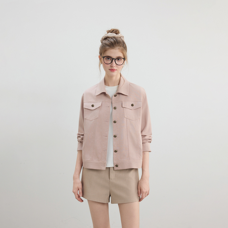 Bzxo High-End Cherry Blossom Pink Workwear Jacket for Women, New Spring and Autumn Style, Loose Fit, Slimming, Elegant Short Jacket Top