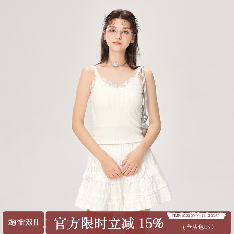 Bzxo Lace Camisole for Women 2026 Summer New Niche Design V-Neck Pure and Sexy Base Top