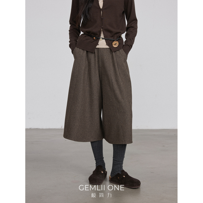 Minimalist Cashmere Wool Culottes for Women 2026 New Elastic Waist Loose Woolen Cropped Casual Wide-Leg Pants for Spring and Autumn Minimalist Cashmere Wool Culottes for Women 2026 New Elastic Waist Loose Woolen Cropped Casual Wide-Leg Pants for Spring and Autumn