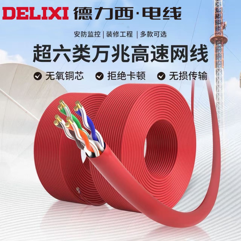 Delixi Category 6E Network Cable 100m Megabit Computer Cable Indoor Network Cable Pure Copper Outdoor Network Cable Engineering Network Cable