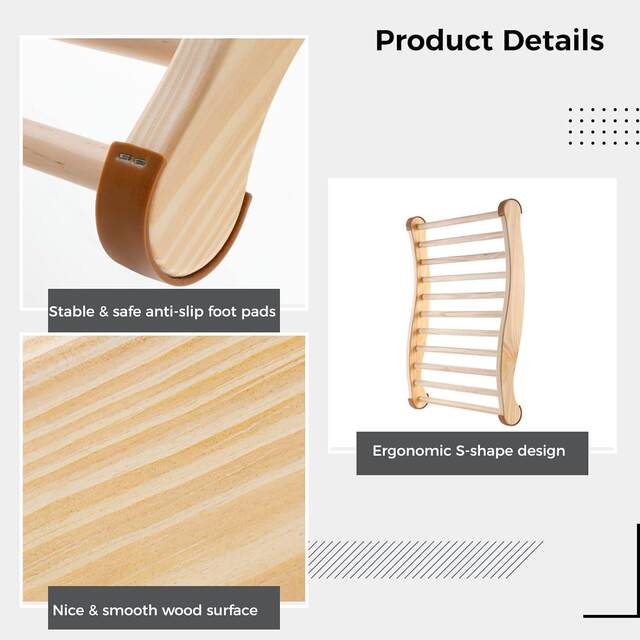Wooden backrest steam room pillow S-shaped design sauna chair Wooden backrest curved sauna backrest