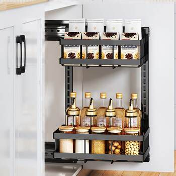 Under-sink pull-out storage rack pull-basket cabinet rack kitchen seasoning drawer layered bathroom cabinet kitchen cabinet storage