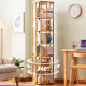 Rotating bookshelf floor-standing shelf bookcase home storage cabinet children's living room simple solid wood display stand