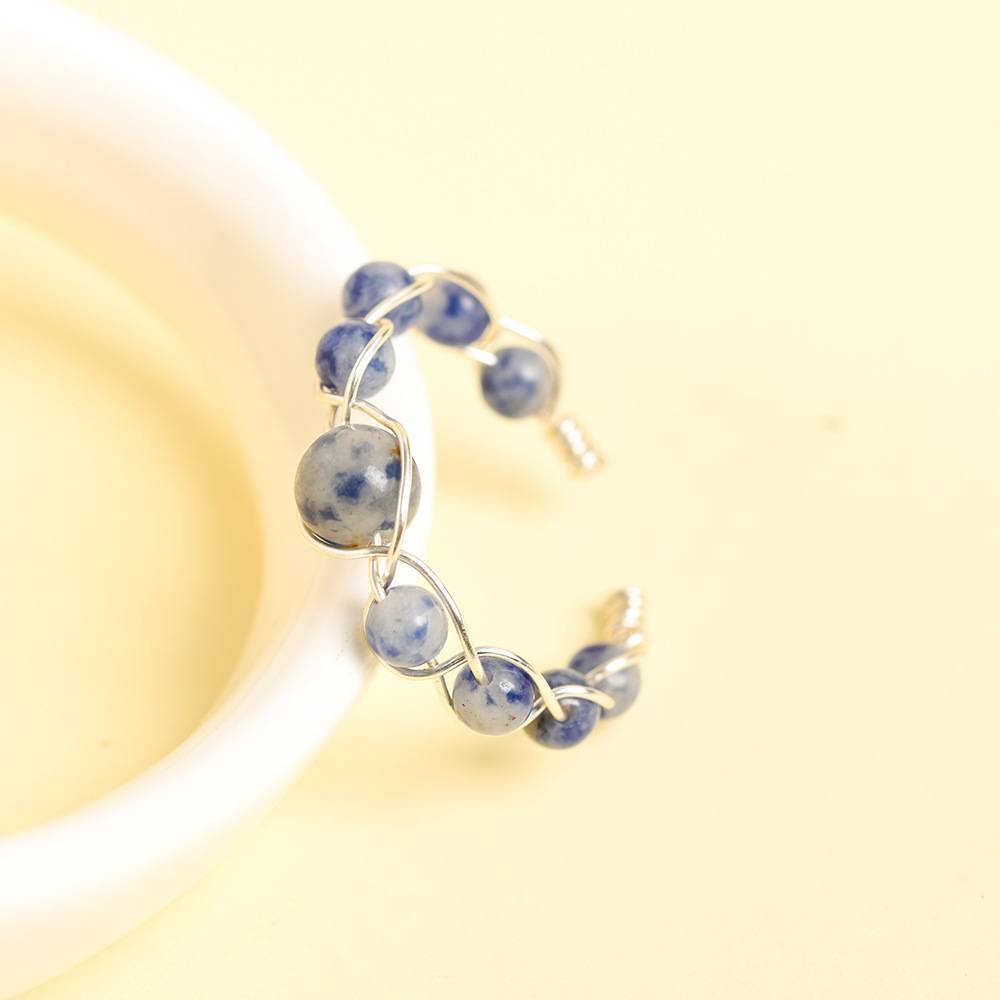 Hand-woven natural rice beads and copper wire rings European and American personalized design cross-border jewelry supply