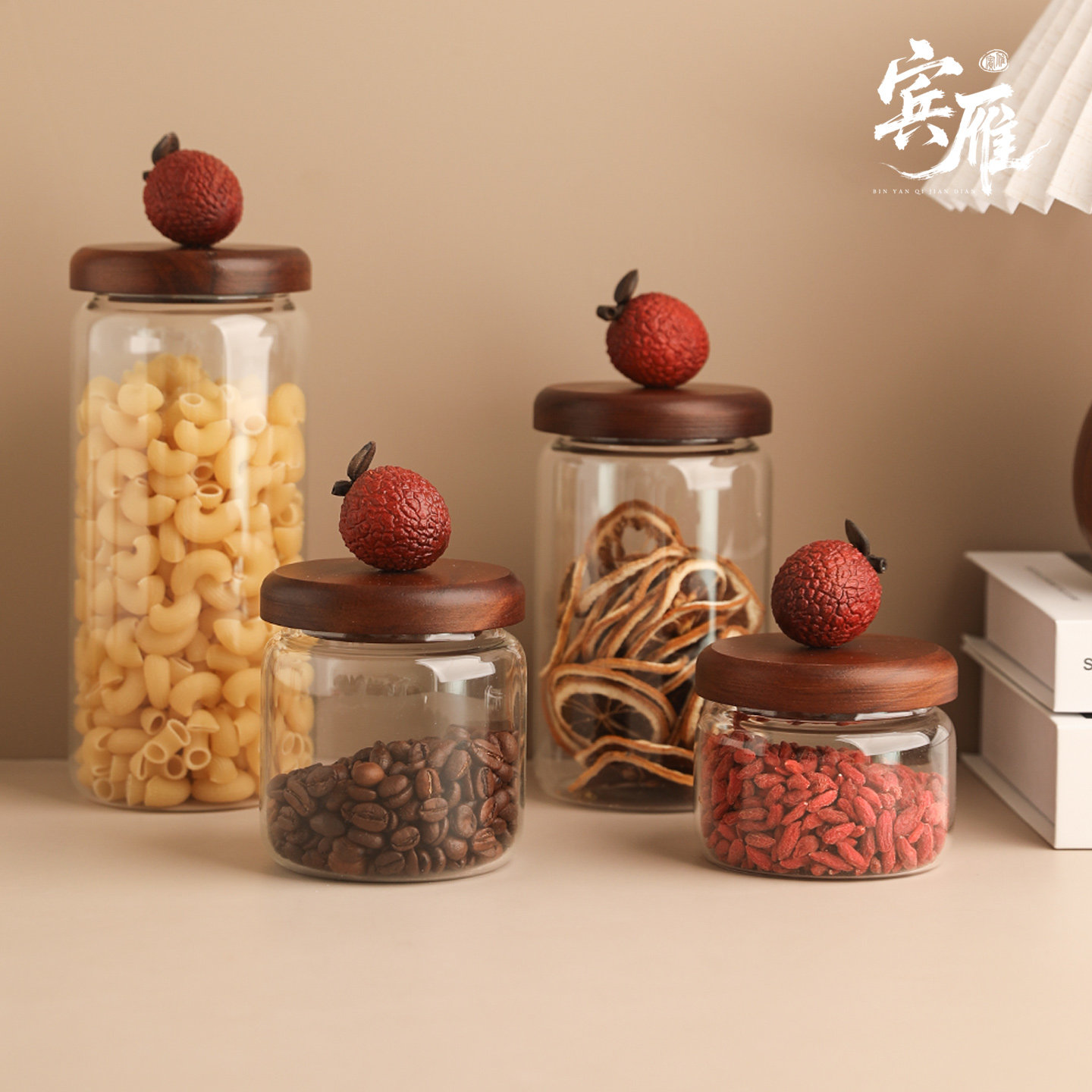Liki Rich ガラス製密閉保存容器、食品グレード、穀物、乾燥食品、スナック菓子、スパイス、コーヒー豆の保存に最適