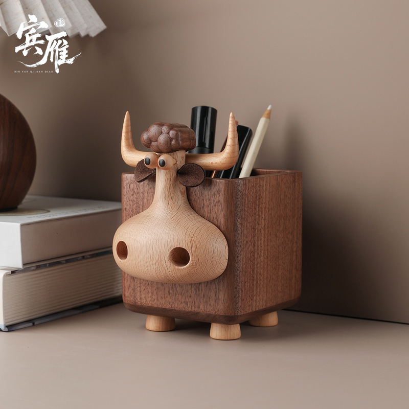 Black Walnut Calf Pen Holder Solid Wood Creative Cartoon Cute Home Remote Control Storage Student Pen Holder Birthday Gift Black Walnut Calf Pen Holder Solid Wood Creative Cartoon Cute Home Remote Control Storage Student Pen Holder Birthday Gift