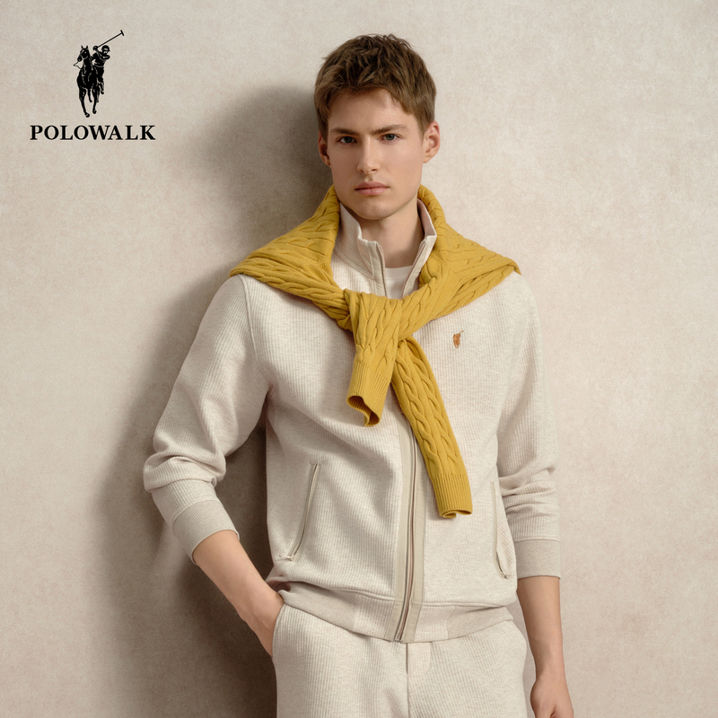 [Set] Polowalk Men's Clothing 2026 Autumn New Sweatshirt Men's Blended Business Casual Top