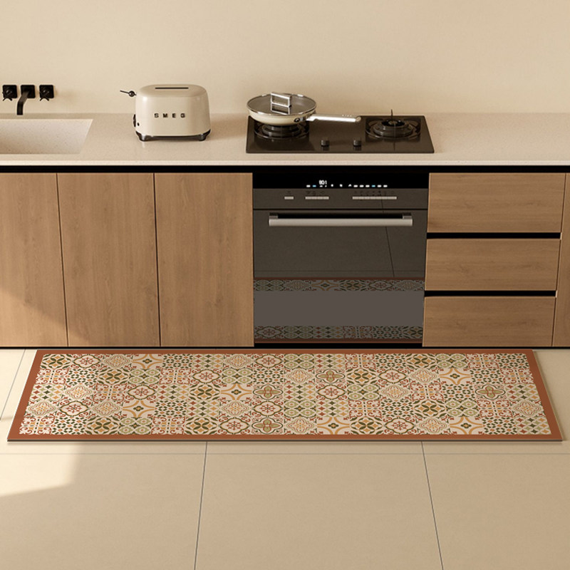 Kitchen special anti-dirty anti-slip floor mats are water-absorbent and oil-proof and wipeable and no-wash floor mats are waterproof and stain-resistant and no-clean carpets.