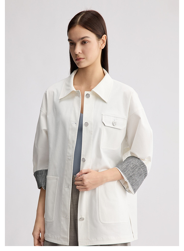 BCBG2026 новая весна и лето японские модели простой сращивание манжета декоративный свободный случайный куртка пальто 