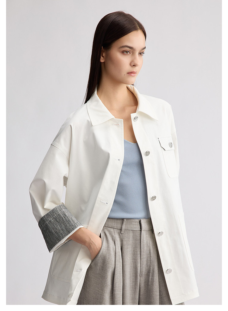 BCBG2026 новая весна и лето японские модели простой сращивание манжета декоративный свободный случайный куртка пальто 