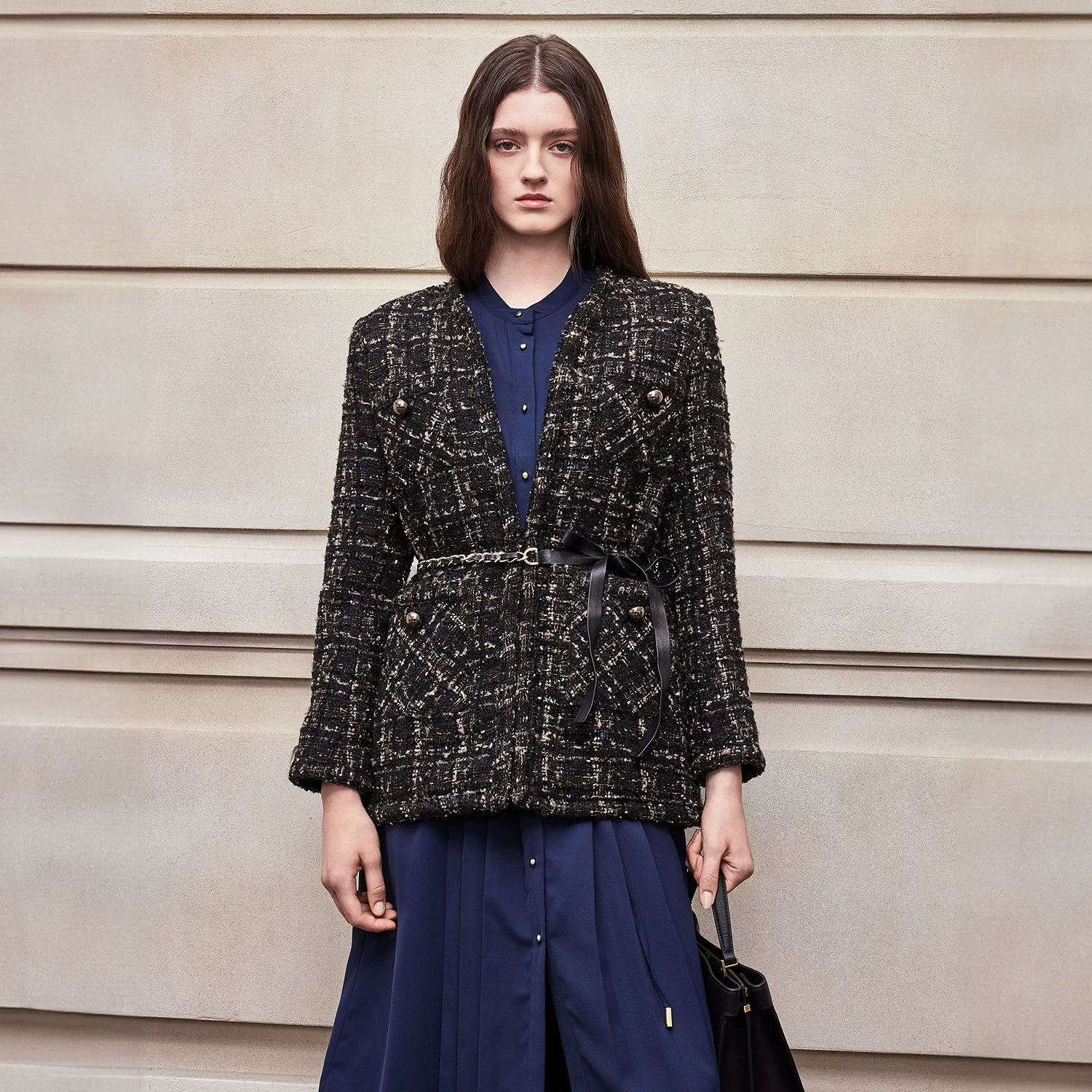 Демисезонная модная универсальная куртка, комплект, пальто, стиль Chanel