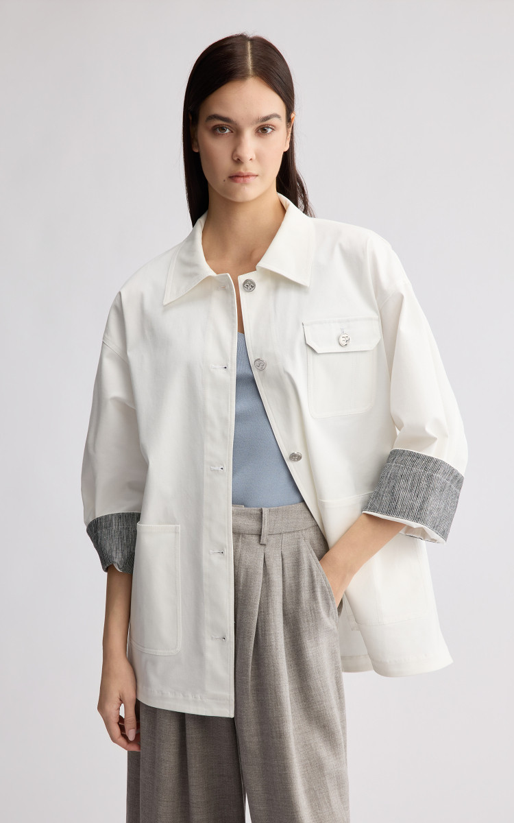 BCBG2026 новая весна и лето японские модели простой сращивание манжета декоративный свободный случайный куртка пальто 
