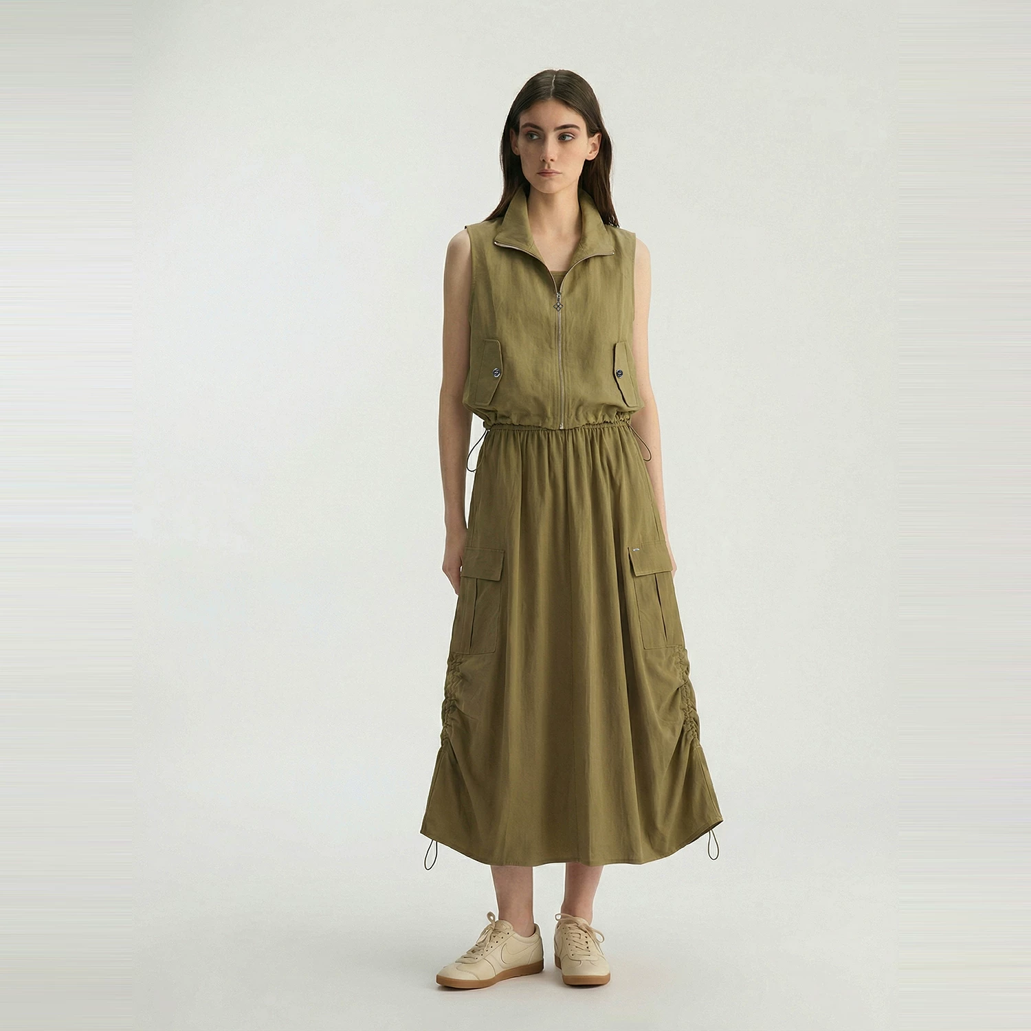[【Лайслер лён】BCBG новая весна женская одежда простой повседневный универсальный безрукавка верхняя без рукавов жилет топ