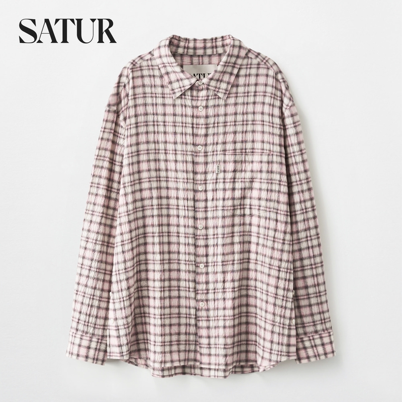 [Same Style as Riize] Satur 2026 New Style Loose-Fitting Lapel Casual Versatile Couple's Matching Plaid Shirt