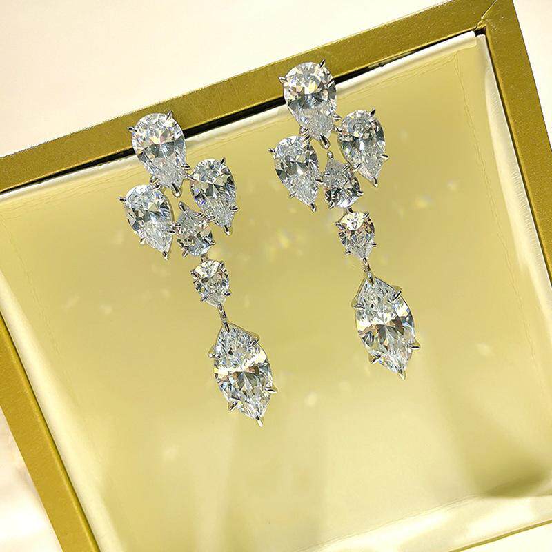 luxury water drop marquise zircon temperament earrings long luxury earrings