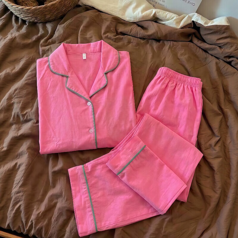 French Berydia Pure Cotton Dopamine Pink Long-Sleeved Pajamas for Women 2026 New Autumn Home Wear Set
