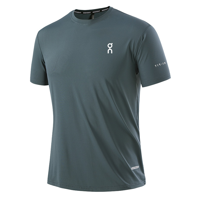 Cross-Border Popular Sports T-Shirt for Men, Round Neck, Short Sleeves, Solid Color, Summer Thin, Quick-Drying, Loose, Solid Color, Fitness Running Shirt
