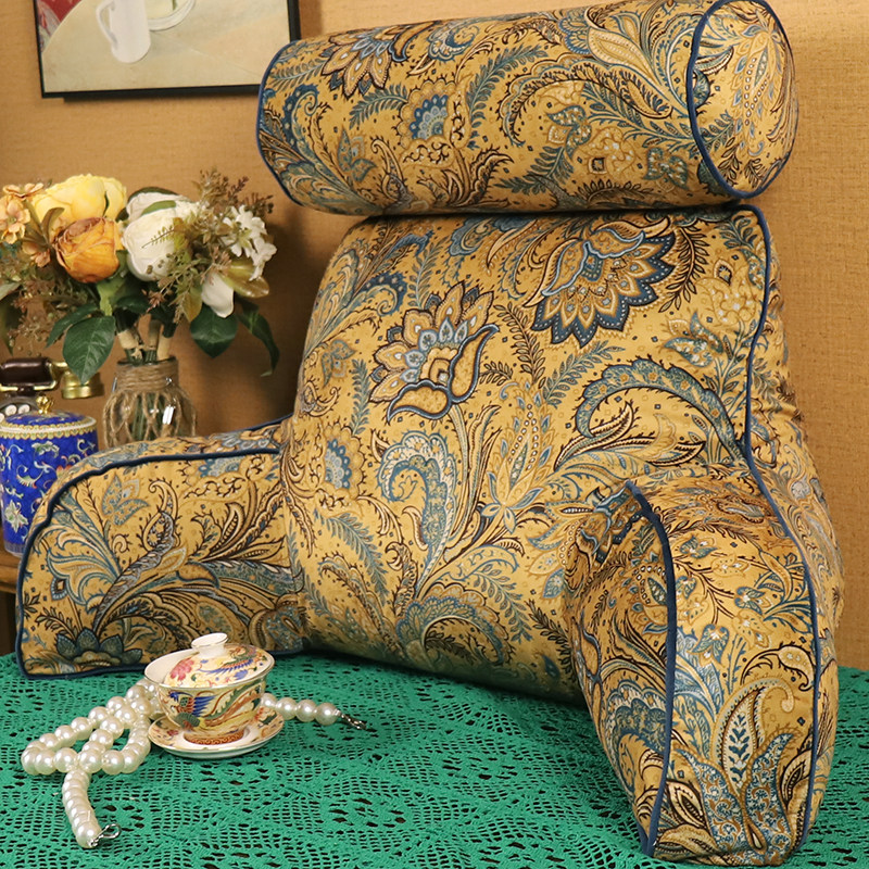 American bedside pillow cylindrical neck pillow waist cushion high-end sofa bay window elderly pregnant women large back cushion soft bag