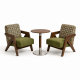 Medieval-Style Richard One-Table-Two-Chair Set Sofa Chair for Living Room, Balcony, Home, Hotel, Lazy Leisure Table and Chair Set