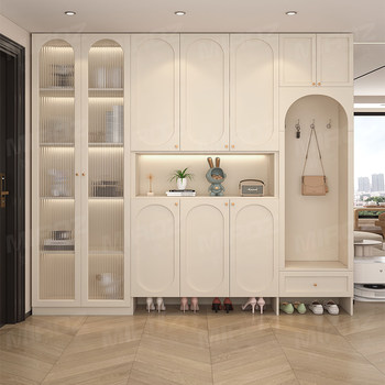 Shoe cabinet porch cabinet stool integrated cream style household door high cabinet wall storage cabinet entrance screen partition cabinet