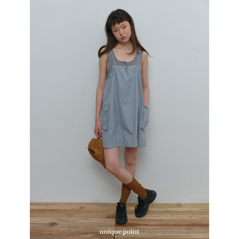 Unique Point Blue Light Workwear-Style Spaghetti Strap Dress for Women, Summer Age-Reducing, Petite, Slimming A-Line Dress
