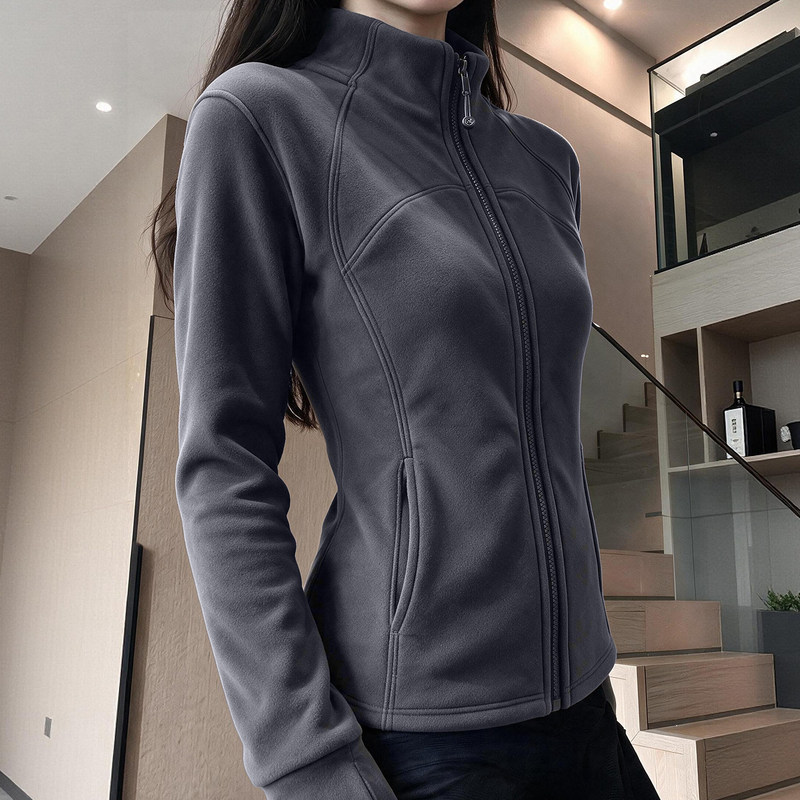 Ono Slim Fit Sweatshirt Jacket for Women 2026 Autumn/Winter New Fleece Lined Thickened Versatile Fleece Jacket