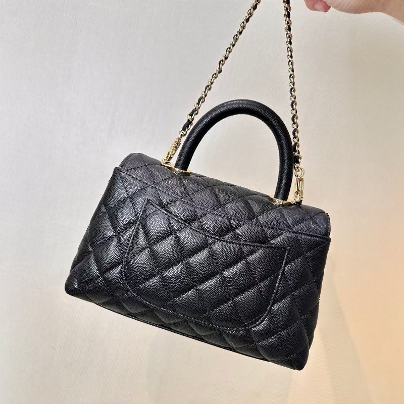 Cf Caviar Bag Cocohandle Small Women's Bag Black Handle Small Chanel-Style Leather Quilted Tote Bag Bean Bag