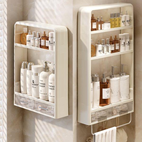 Bathroom corner storage rack, bathroom multi-layer cosmetic storage rack, wall towel wall-mounted rack, no punching