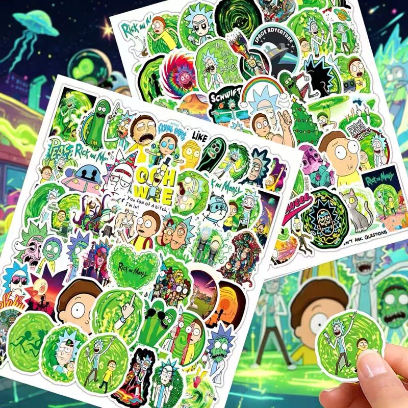 204 Rick Stickers Rick and Morty Cartoon Graffiti Creative Patterns Decorative Waterproof Stickers for Water Bottles and Desktops