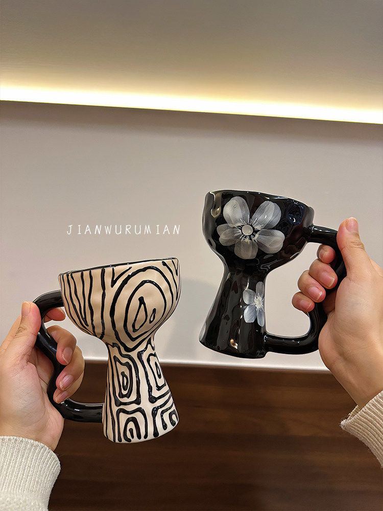 Especially Beautiful Cups, Creative Goblets, Ceramic Mugs, High-Value Design for Girls, Niche Ice Cream Cups