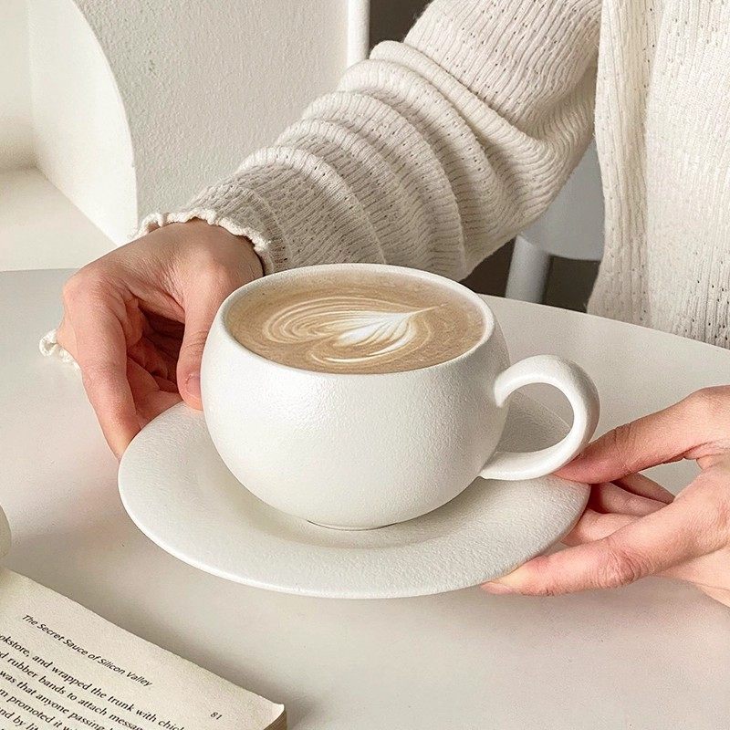 High-End Coffee Cup, Light Luxury, Beautiful Coffee Cup and Saucer Set, Afternoon Tea Latte Cup, Latte Art Cup, Exquisite and Beautiful