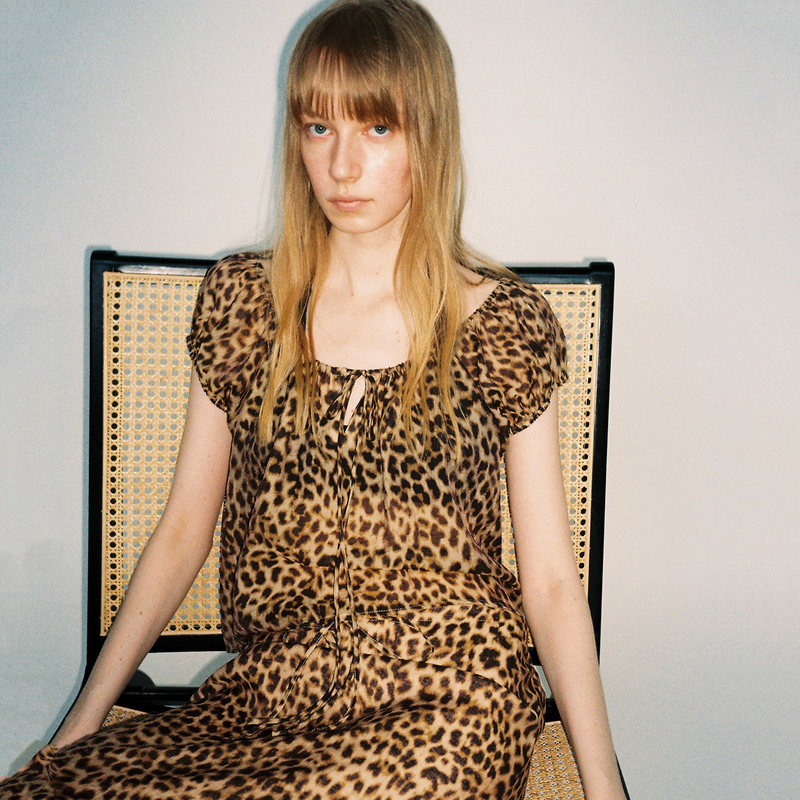 Humor Me Classic Leopard Print French Style Adjustable Collar Puff Sleeve Top Humor Me Classic Leopard Print French Style Adjustable Collar Puff Sleeve Top