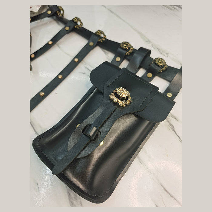Traditional Chinese Clothing Waist Bag, Leather Belt Hanging Bag, Wallet, Ancient Silver Pouch, Leather Money Bag, Key Pouch, Ancient Costume Accessory