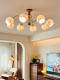 Medieval-Style All-Copper Living Room Chandelier, High-End Walnut Wood Main Hall Light, French Retro Light Luxury Bedroom and Dining Room Lighting