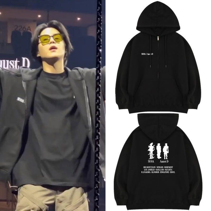 Bts Member Min Yoongi (Suga) Agust D D-Day Concert Merchandise Same Style Cardigan Sweatshirt