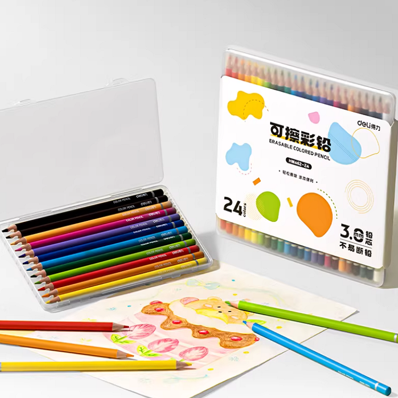 得力学生绘画专用可擦彩铅12色