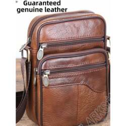 Genuine Leather Shoulder Bag for Men, Vertical Style, Large and Small Sizes, Business Casual Korean Style Genuine Leather Crossbody Bag for Dad