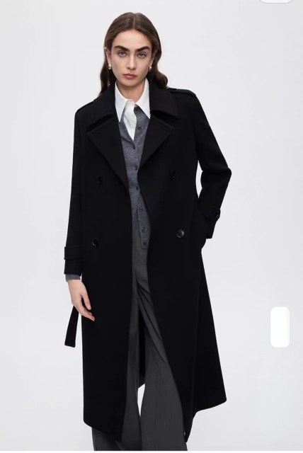 2025 new winter style wool temperament high-end suit collar right shoulder mid-length slim woolen coat women's coat